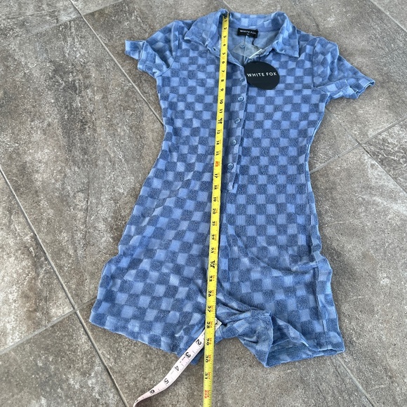White Fox NWT Throw It Back Terry Playsuit Romper Size XS Steel Check - Picture 4 of 12